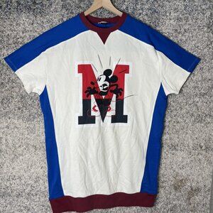 Disney Mickey Mouse Shirt Mens Medium White Blue Red Zara Graphic Crewneck Tee